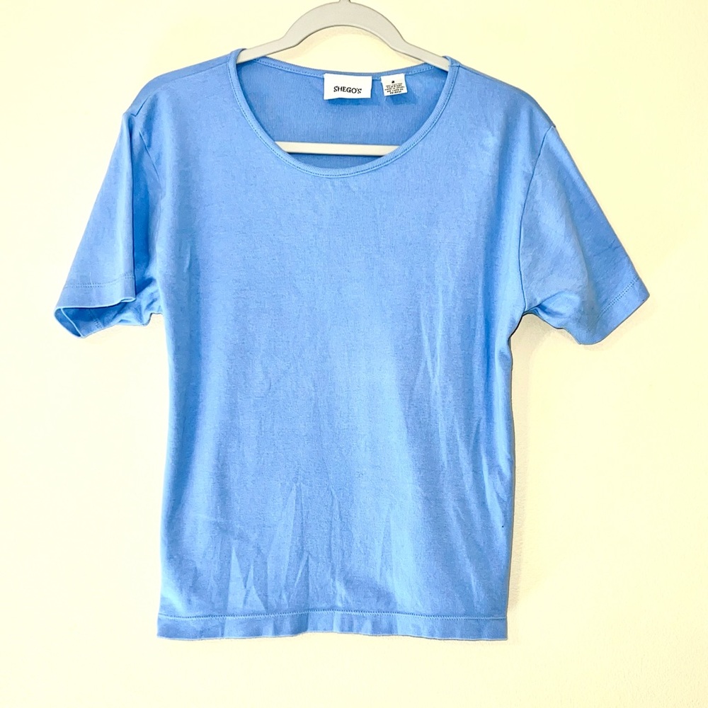 Vintage Shegos Periwinkle T-Shirt - Size 2